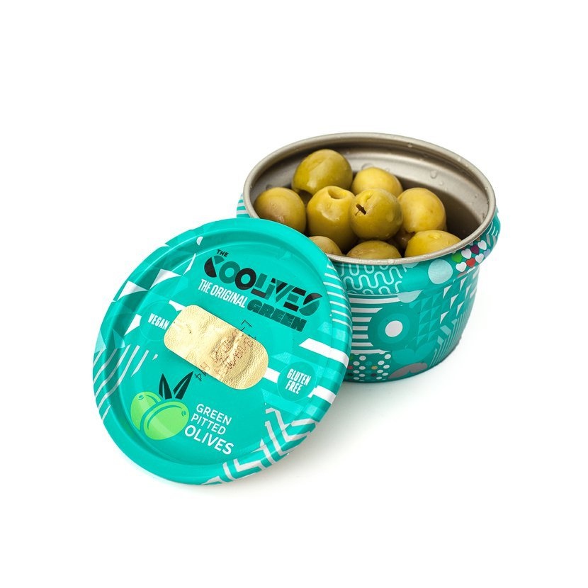 Zelené olivy bez pecky s příchutí česneku a papriky 60g The Coololives 